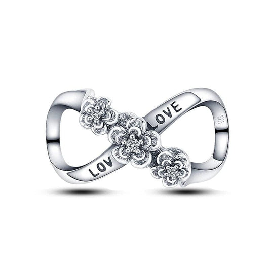 Charm απείρου love με λουλούδια από ασημι 925 – ρομαντικό κόσμημα