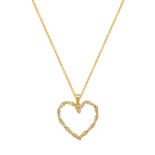 Χρυσό κολιέ με μενταγιόν γεωμετρική καρδιά.