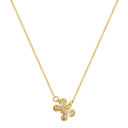 Χρυσό κολιέ με μενταγιόν πεταλούδα στολισμένο με κρυστάλλινα ζιργκόν.