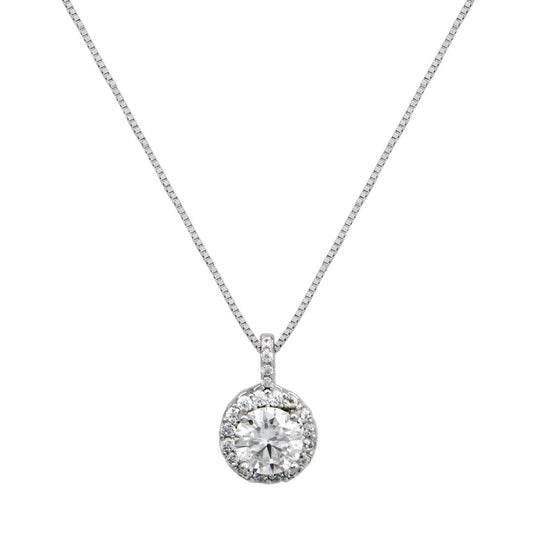 Κολιέ από ασήμι 925 με στρογγυλό κρύσταλλο silver jewerly