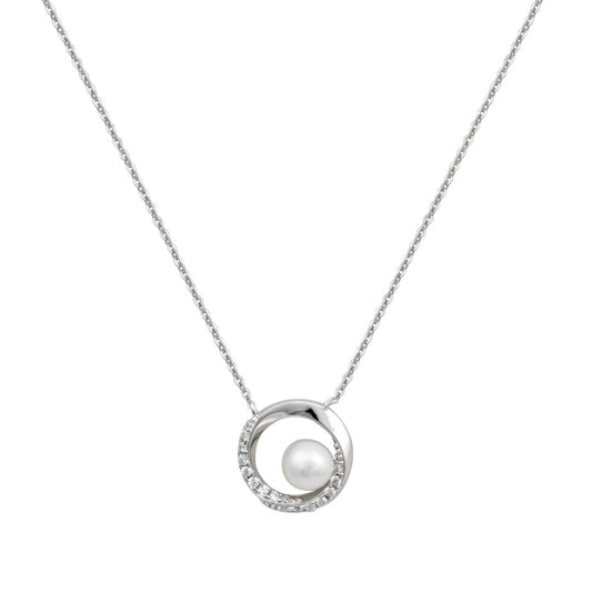 Κολιέ από ασήμι 925 με μαργαριτάρι και κυκλικό σχέδιο silver jewerly