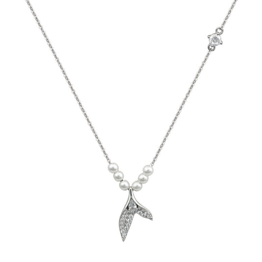 Κολιέ από ασήμι 925 με μαργαριτάρια και σχέδιο ουράς γοργόνας silver jewerly
