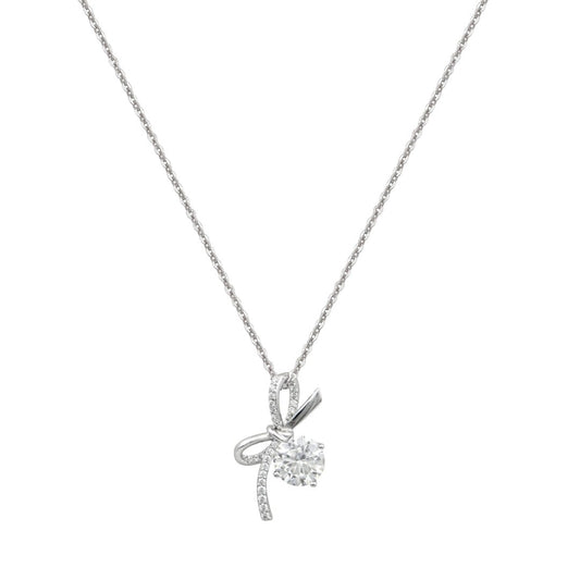 Κολιέ από ασήμι 925 με φιόγκο και κεντρικό ζιργκόν silver jewerly