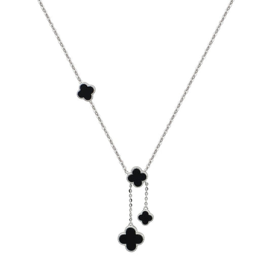 Κολιέ από ασήμι 925 με μαύρα τριφύλλια silver jewerly