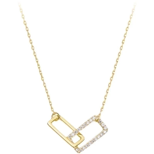 Χρυσό κολιέ με λεπτή αλυσίδα και γεωμετρικό ορθογώνιο μοτίφ