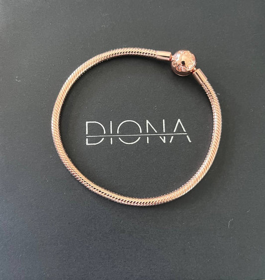 Ροζ χρυσό βραχιόλι με στρογγυλό κούμπωμα