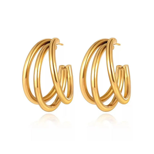 Κίρκοι σκουλαρίκια χρυσαφι τριπλής σειράς minimal