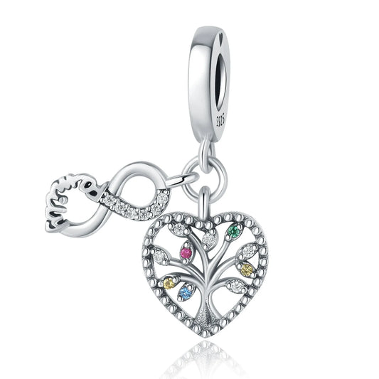 Charm Καρδιά με Δέντρο Ζωής & Σύμβολο Άπειρου – Αγάπη, Ρίζες & Αιωνιότητα | Sterling Silver 925