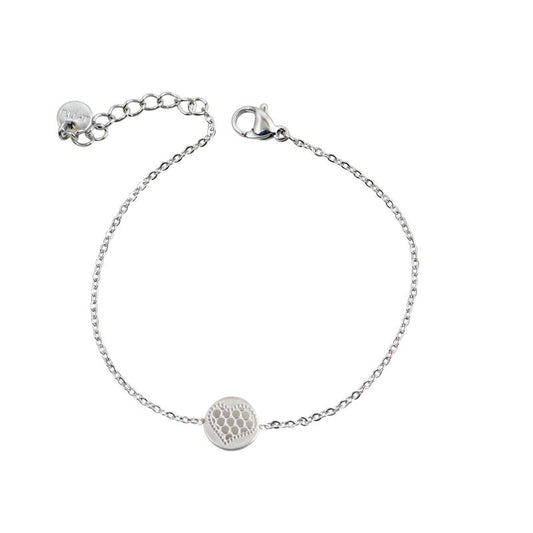 Ασημί βραχιόλι με διακοσμητικό κύκλο minimal μοτίφ.