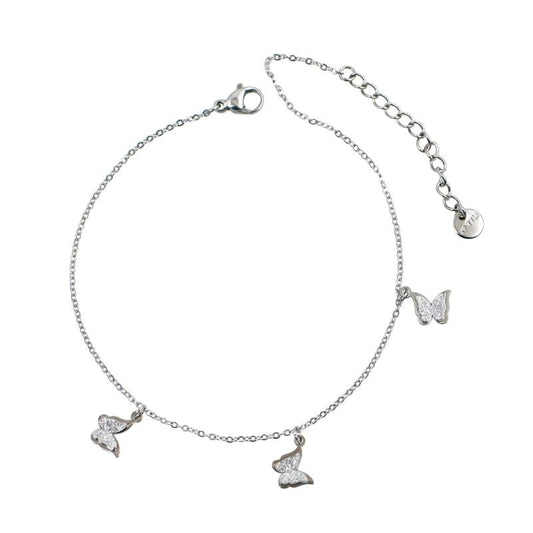 Ασημί βραχιόλι με charms πεταλούδες.