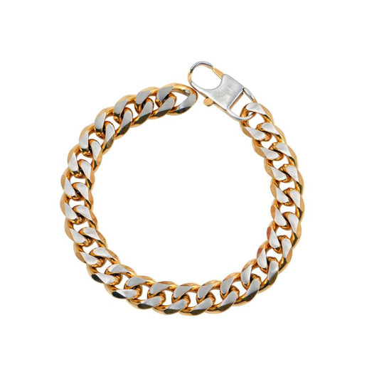 Βραχιόλι Cuban διπλού τόνου με πλέξη σε χρυσό και ασημί φινίρισμα.