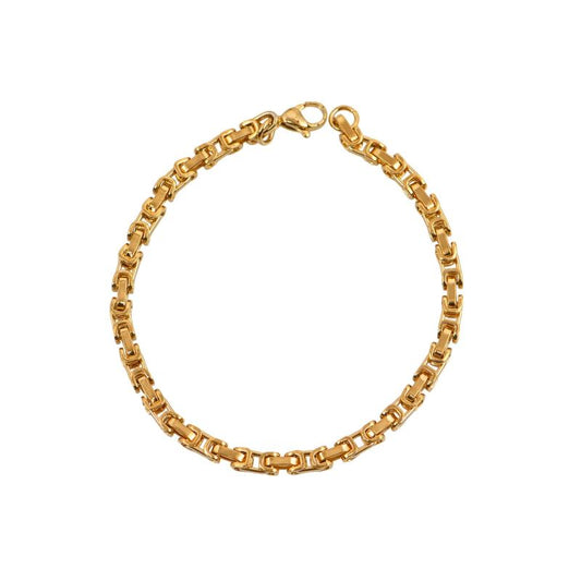 Χρυσό ανδρικό βραχιόλι με αλυσίδα σε διαχρονικό σχέδιο.