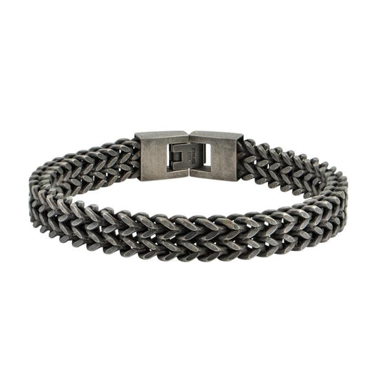 Ανδρικό μαύρο βραχιόλι με πλεκτή αλυσίδα και στιβαρό κούμπωμα.
