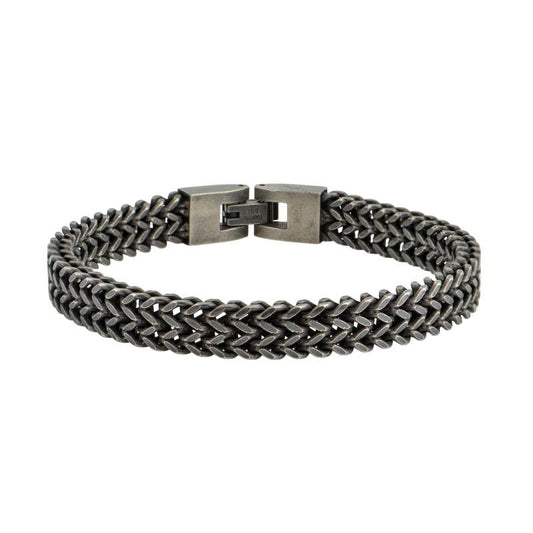 Ανδρικό βραχιόλι με μαύρο ματ φινίρισμα και πυκνή πλέξη.