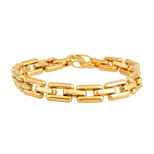 χρυσό βραχιόλι με στιβαρή αλυσίδα και κλασικό σχέδιο.