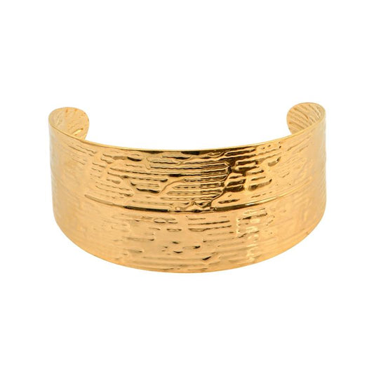 Φαρδιά χρυσή μανσέτα με σφυρήλατη υφή.