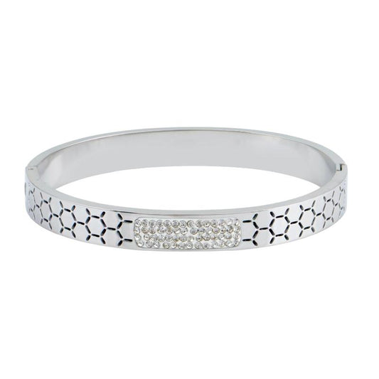 Βραχιόλι σε ασημί τόνο με γεωμετρικό σχέδιο και κρυστάλλους.
