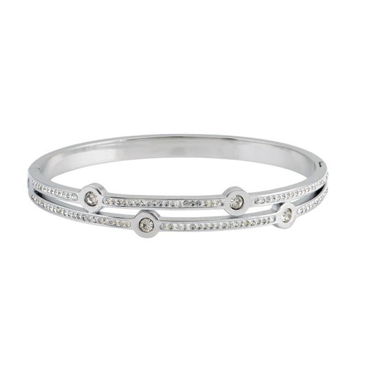 Βραχιόλι σε ασημί τόνο με κομψό διπλό σχέδιο και λαμπερά στοιχεία.