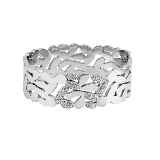 Χρυσό βραχιόλι με στρογγυλές πέτρες και γεωμετρικό σχέδιο για μοντέρνο και εντυπωσιακό στυλ.