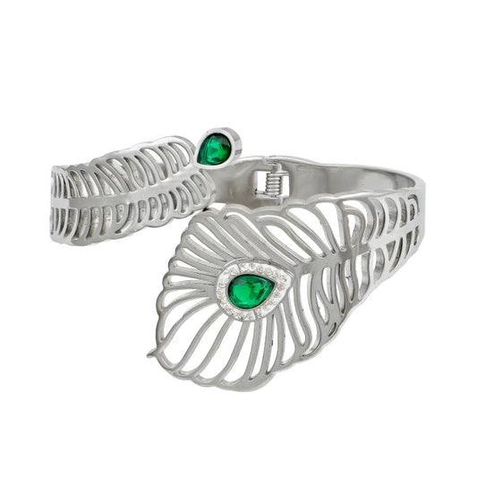 Χρυσό βραχιόλι με στρογγυλές πέτρες και γεωμετρικό σχέδιο για μοντέρνο και εντυπωσιακό στυλ.