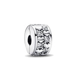 Ασημένιο clasp charm με καρδιές και πέτρες