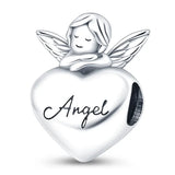 Charm καρδιά με άγγελο και χαραγμένο “Angel” – sterling silver 925