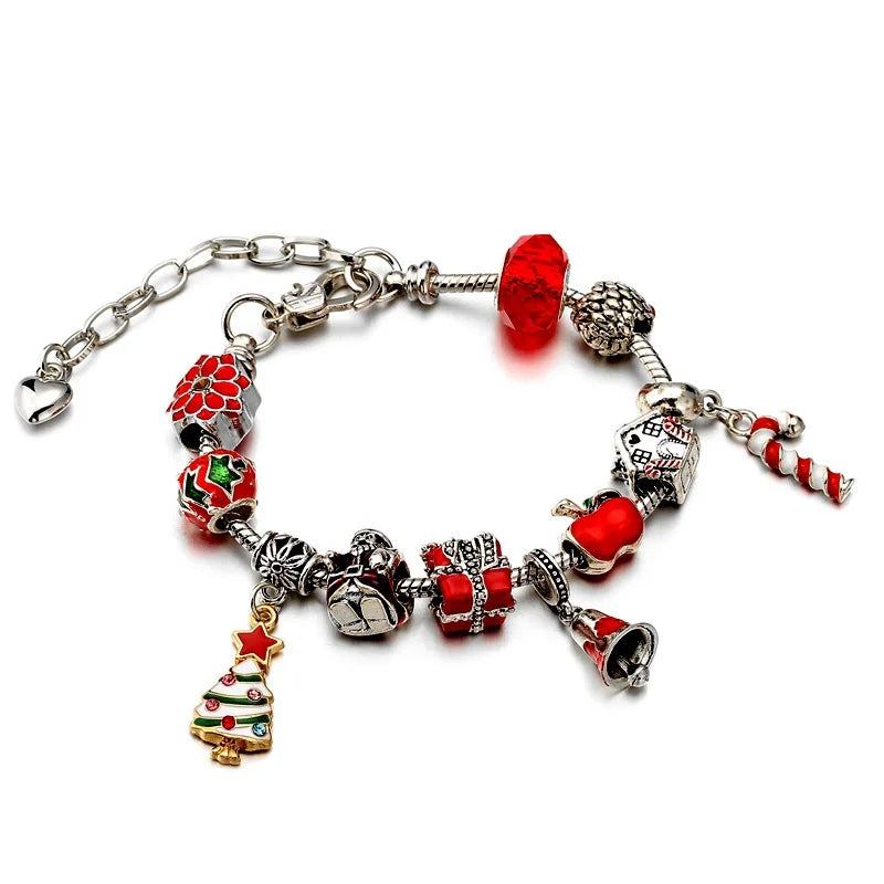 «Festive charm bracelet με γιορτινά στολίδια»