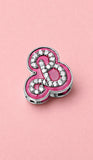 Charm Γράμμα B με Ροζ Σμάλτο & Ζιρκόνια – Glamour σε Στυλ Barbie -925 Silver Plated