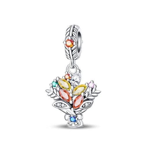 Charm μπουκέτο με πολύχρωμα ζιργκόν – sterling silver 925