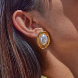 gynekia vintage pearl earrings xrysi vasi