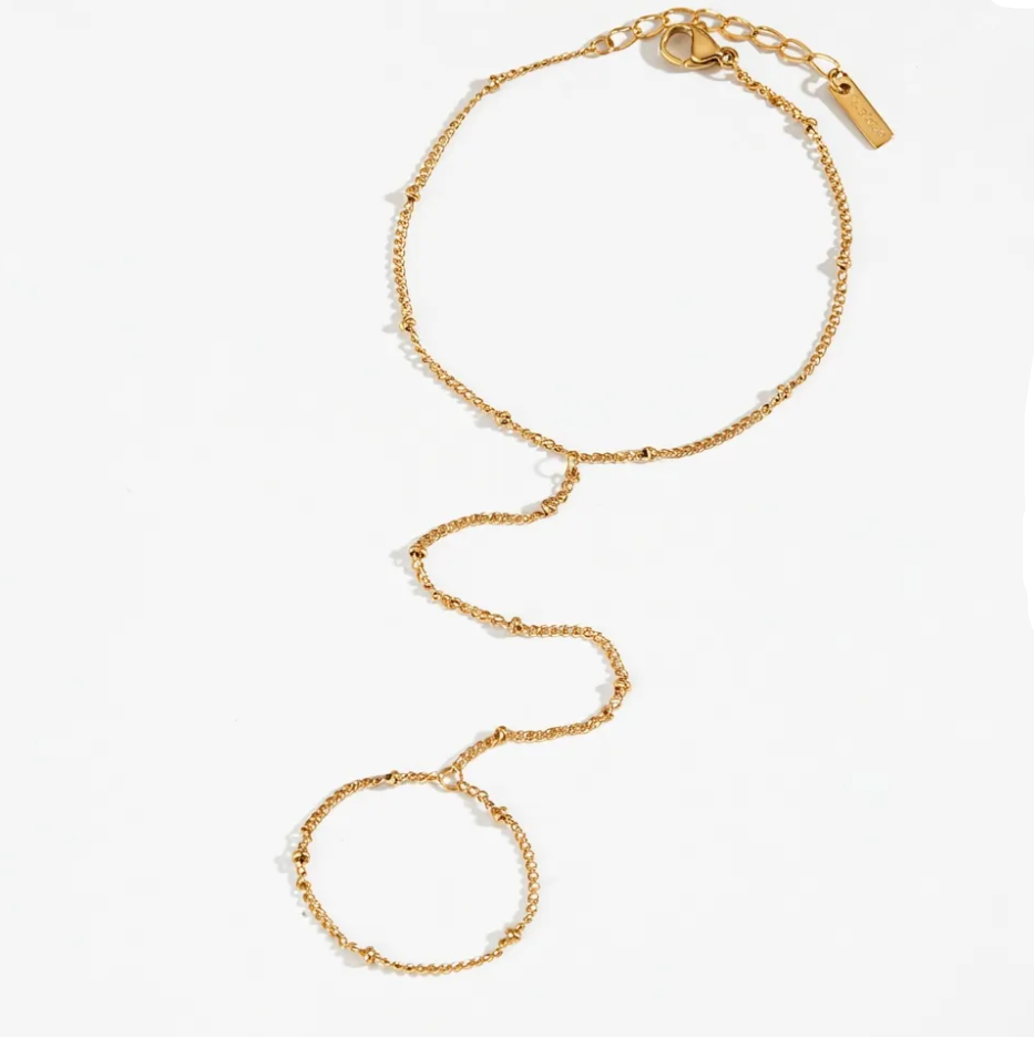 Βραχιόλι hand chain με δαχτυλίδι και λεπτή αλυσίδα