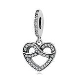 Charm καρδιά με άπειρο και ζιρκόνια από ασήμι 925