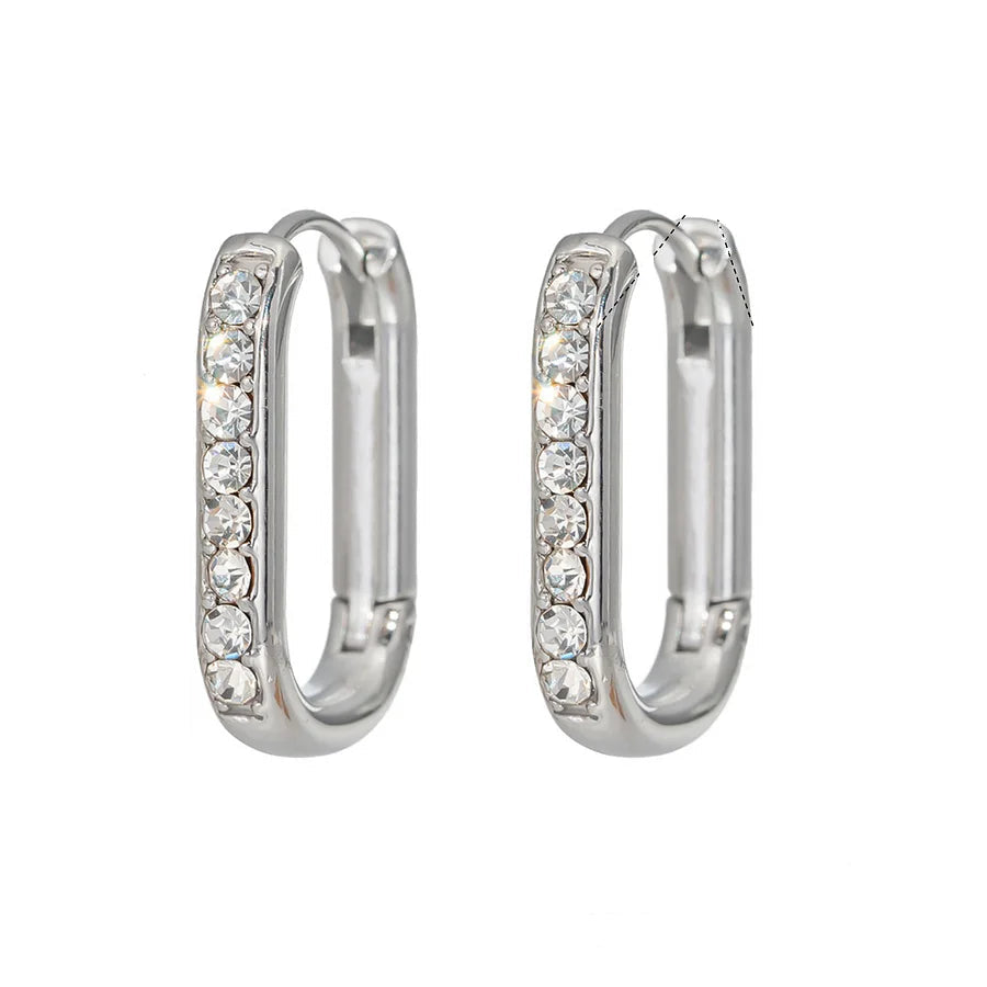 Γυναικεία ασημί σκουλαρίκια κρίκοι με λάμψη