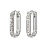 Γυναικεία ασημί σκουλαρίκια κρίκοι με λάμψη