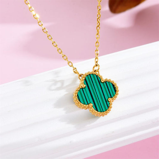 Κολιέ clover πράσινο με χρυσαφι
