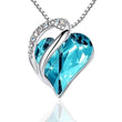 luxury blue heart necklace με ασημί καμπύλη