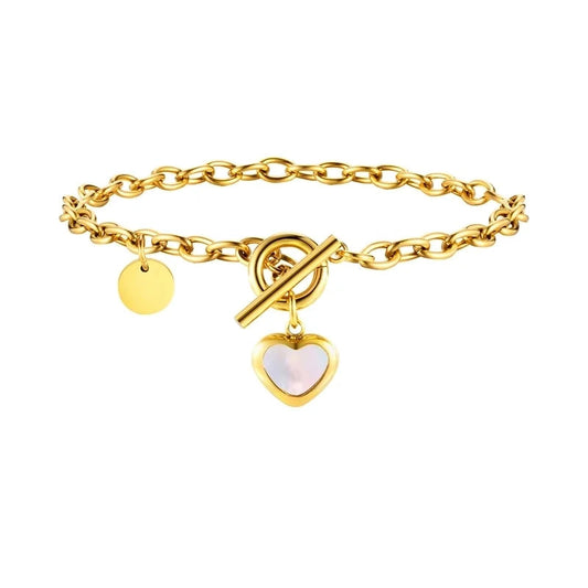 Χρυσαφι βραχιόλι με μαργαριταρένια καρδιά