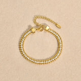 shiny crystal bracelet stainless steel close up