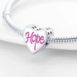 Ασημί charm καρδιά με ροζ επιγραφή Hope