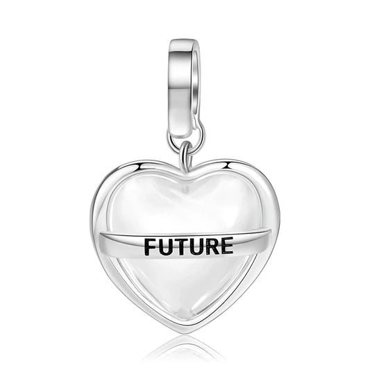 Charm καρδιά με επιγραφή "FUTURE" σε ασήμι