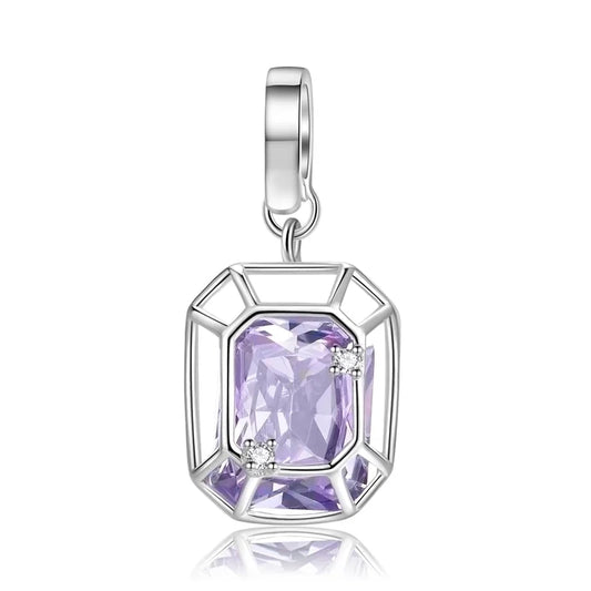 Charm με μοβ πέτρα emerald cut – sterling silver 925