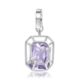Charm με μοβ πέτρα emerald cut – sterling silver 925