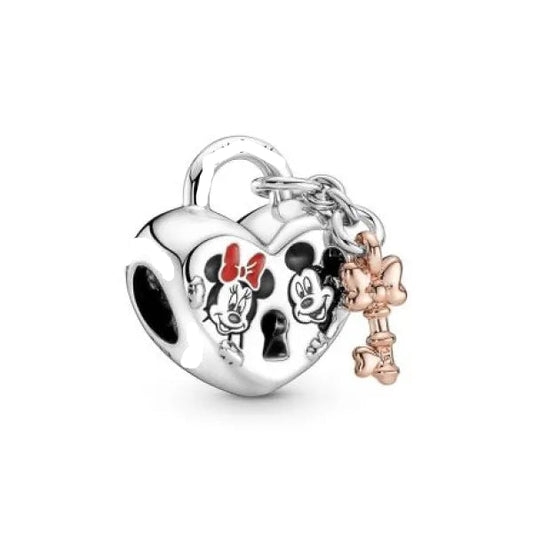 Charm καρδιά Mickey & Minnie “You & Me” με κλειδί