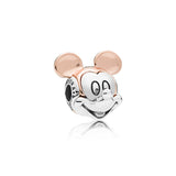 Charm Mickey κεφάλι δίχρωμο ασημί και ροζ χρυσαφι