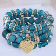 Σετ Boho Βραχιόλια με Τιρκουάζ Χάντρες & Χρυσαφί Charm