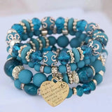 Σετ Boho Βραχιόλια με Τιρκουάζ Χάντρες & Χρυσαφί Charm