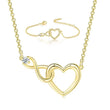 gold jewelry set heart infinity necklace bracelet