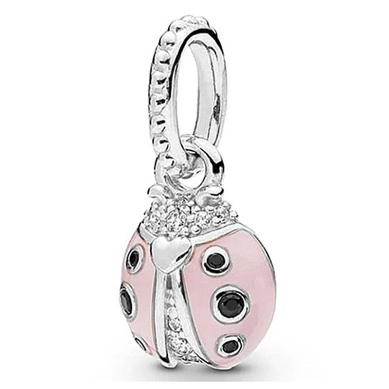 ladybug jewelry charm σε ροζ και ασημί