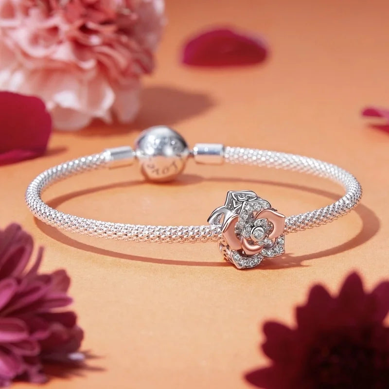 Πολύχρωμο charm με λουλούδι και πασχαλίτσα – sterling silver 925