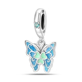 Ασημένιο charm με glitter πεταλούδα